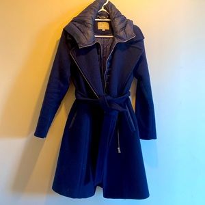 SOIA and KYO wool coat with detachable puffer plus hood. Knee length